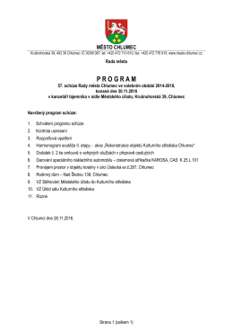 Návrh programu 57. schůze rady města