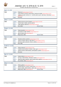 Jídelníček od 5. 12. 2016 do 16. 12. 2016