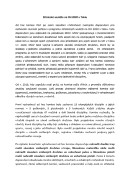 Střeleck&eacute; soutěže na OH 2020 v Tokiu N&aacute;vrh změn