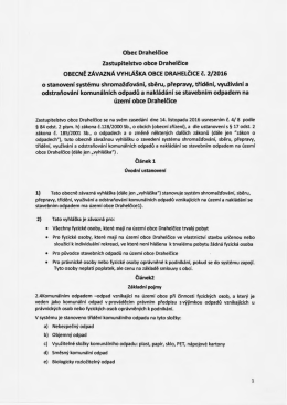 Obecně závazná vyhláška obce 2/2016 o stanovení systému