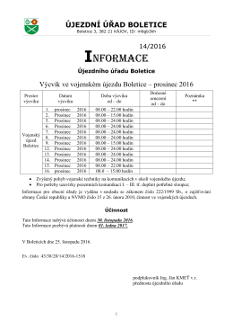 prosinec 2016 - Újezdní úřad vojenského újezdu Boletice