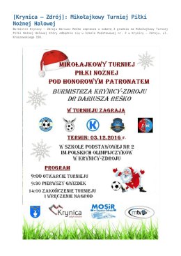 [Krynica – Zdrój]: Mikołajkowy Turniej Piłki Nożnej Halowej