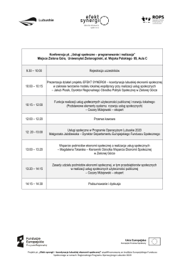 Program konferencji - Regionalny Ośrodek Polityki Społecznej w