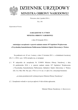 ZARZĄDZENIE Nr 37/MON MINISTRA OBRONY NARODOWEJ z