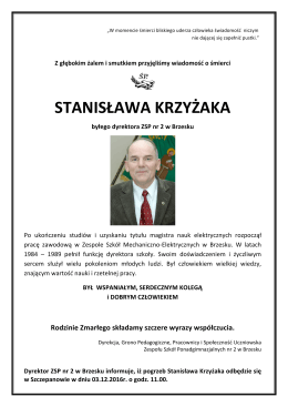 stanisława krzyżaka - Zesp&oacute;ł Szk&oacute;ł Ponadgimnazjalnych nr 2 w
