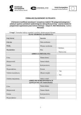 Formularz zgłoszeniowy do projektu