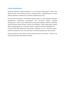 ŁUKASZ ŚWIERŻEWSKI Absolwent Stosunków