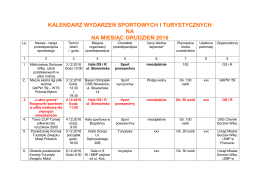 kalendarz sportowy - turystyczny XII