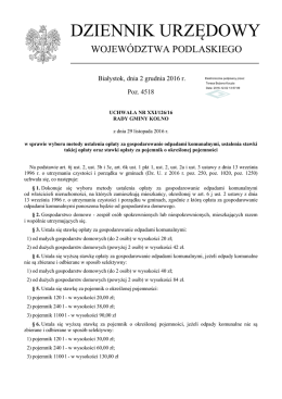 Uchwała Nr XXI/126/16 z dnia 29 listopada 2016 r.