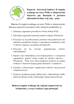 Poparcie inwestycji budowy II stopnia wodnego na rzece Wiśle w