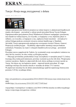 Turcja i Rosja mogą zrezygnować z dolara
