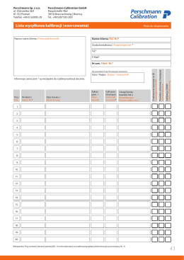 Lista wysyłkowa kalibracji / wzorcowania (formularz)