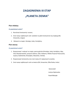 ZAGADNIENIA III ETAP „PLANETA ZIEMIA”