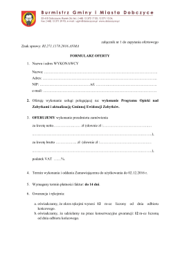 Załączenik nr 1 do zapytania ofertowego