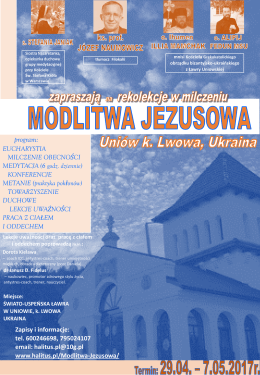 Rekolekcje Modlitwa Jezusowa 29.04 - 07.05.2017