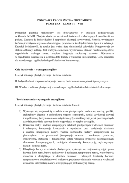 PODSTAWA PROGRAMOWA PRZEDMIOTU PLASTYKA