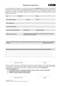Deklaracja Członkowska - Stowarzyszenie WoJOWnicy`15