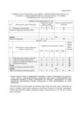 Załącznik nr 3 1.Wymiar godzin przeznaczonych na realizację zajęć