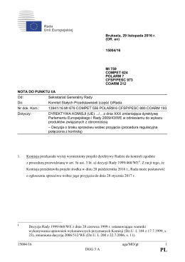 15004/16 aga/MO/gt 1 DGG 3 A 1. Komisja przekazała wyżej