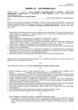 zal nr 3 - Wzor umowy - Zarząd Dróg Wojewódzkich w Krakowie