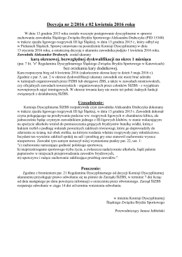 Decyzja nr 2/2016 z 02 kwietnia 2016 roku
