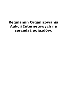 Regulamin Organizowania Aukcji Internetowych na sprzedaż