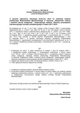 Uchwała Zarządu Województwa Mazowieckiego nr 1897/202/16 z