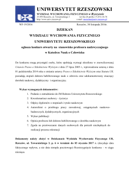 dziekan wydziału wychowania fizycznego uniwersytetu rzeszowskiego