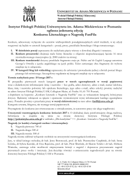 Regulamin XI Konkursu Literackiego o Nagrodę FanFila