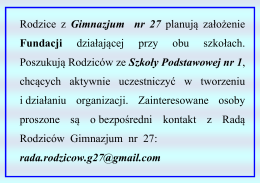 Rodzice z Gimnazjum nr 27 planują założenie Fundacji działającej