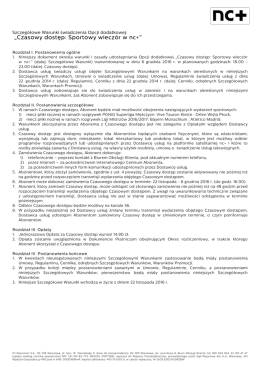 Szczegółowe Warunki świadczenia Opcji dodatkowej