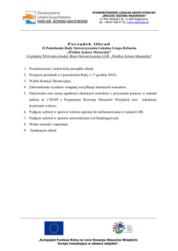 Porządek obrad - Stowarzyszenie Lokalna Grupa Rybacka "Wielkie