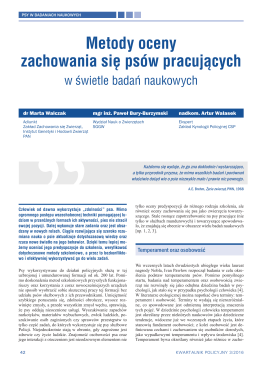 Metody oceny zachowania się ps&oacute;w pracujących