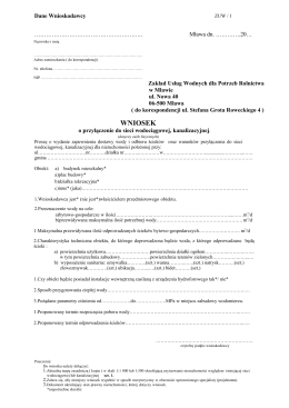 Dane Wnioskodawcy - Zakład usług wodnych dla potrzeb rolnictwa