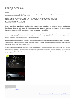 POLICJA OPOLSKA NIE ŻYJE ROWERZYSTA – CHWILA