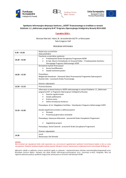 Agenda spotkania - Narodowe Centrum Badań i Rozwoju