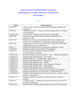 SZKOLNY ZESTAW PROGRAMÓW NAUCZANIA OBOWIĄZUJĄCY
