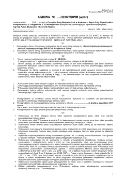 zal nr 5 - Wzor umowy - Zarząd Dr&oacute;g Wojew&oacute;dzkich w Krakowie