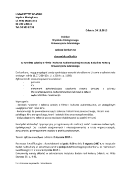UNIWERSYTET GDAŃSKI Wydział Filologiczny ul. Wita Stwosza 55