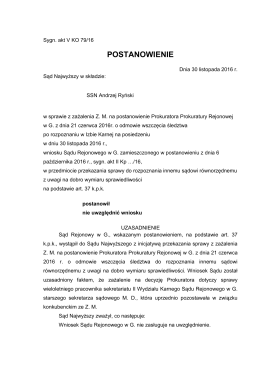 postanowienie - Sąd Najwyższy