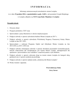 Informuję zainteresowanych mieszkańc&oacute;w miasta Leżajska, że w
