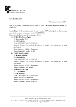 Zestawienie ofert - Instytut Fizyki PAN