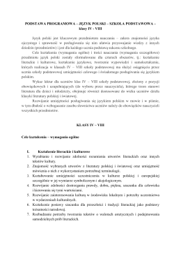 PODSTAWA PROGRAMOWA – JĘZYK POLSKI – SZKOŁA