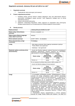 Regulamin promocji &bdquo;Domeny EU już od 9,90 zł na rok!&rdquo;