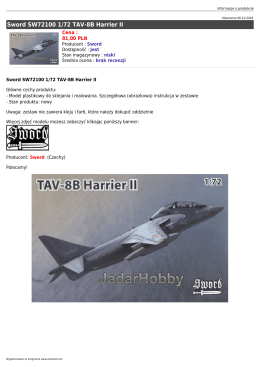 Sword SW72100 1/72 TAV-8B Harrier II