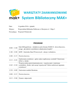 WARSZTATY ZAAWANSOWANE System Biblioteczny MAK+