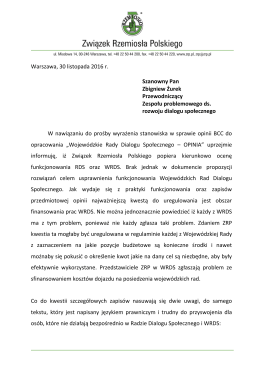 WRDS opinia BCC - Związek Rzemiosła Polskiego