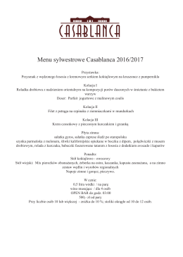 Menu sylwestrowe Casablanca 2016/2017