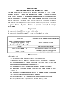Warunki taryfowe WBA - Przewozy Regionalne