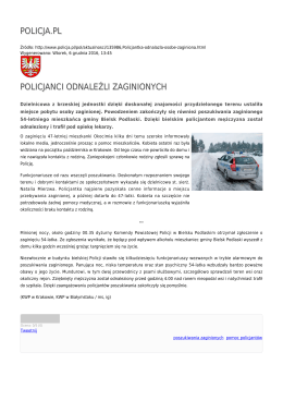 POLICJA.PL POLICJANTKA ODNALAZŁA OSOBĘ ZAGINIONĄ